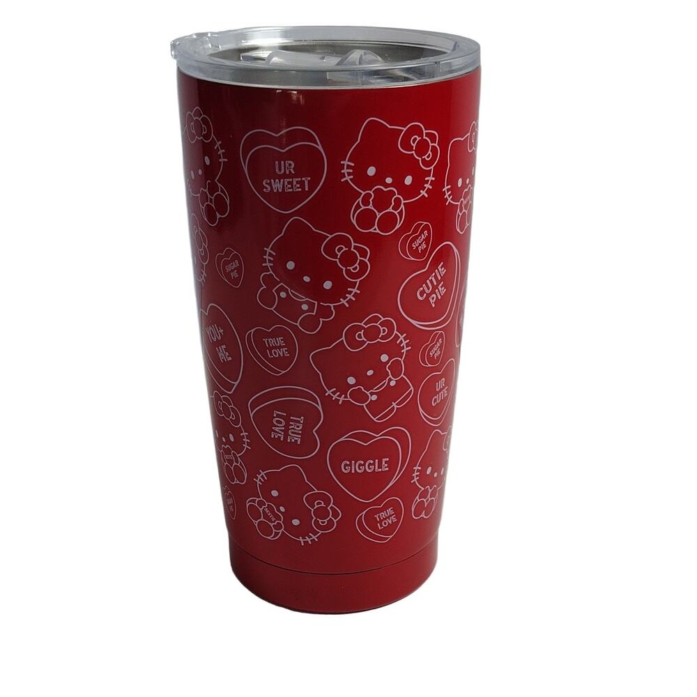 Sanrio Hello Kitty Sweethearts Insulated Tumbler Red 7" Lid NEW